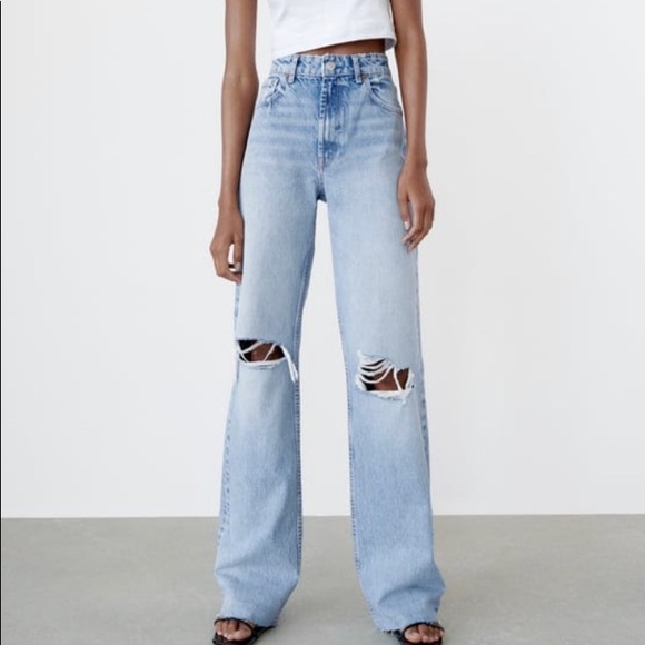 Zara | Jeans | Zara Ripped Wide Leg 